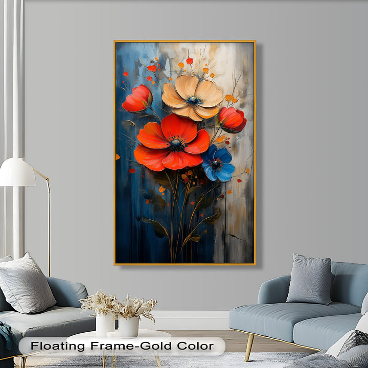 Colorburst Petals – Bold Poppy Bouquet Flower Oil Painting