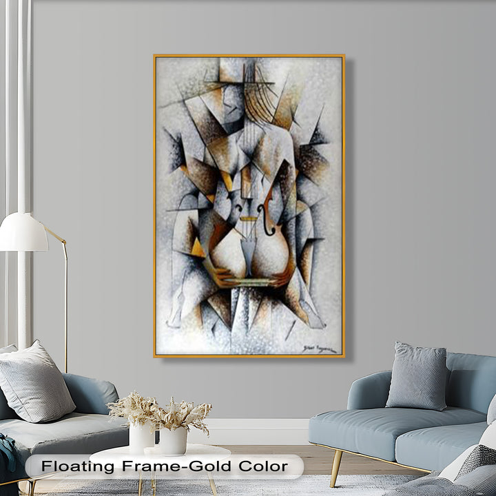 Cubist Harmony – Abstract Nude with Violin Motif Picasso Oil Painting