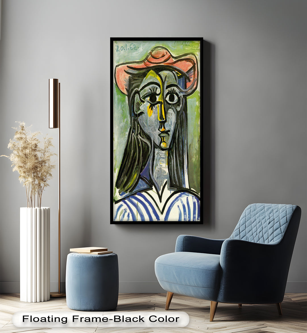 Woman in Rose Hat – Expressive Cubist Portrait Picasso Oil Painting