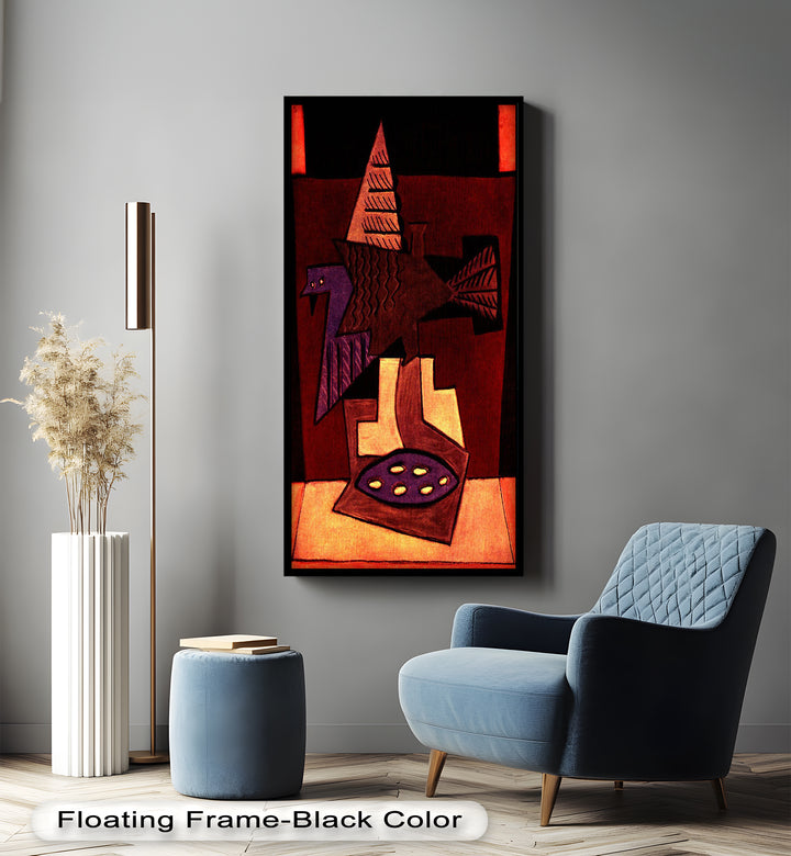 Abstract Bird & Bowl Wall Art – Cubist Oil Painting
