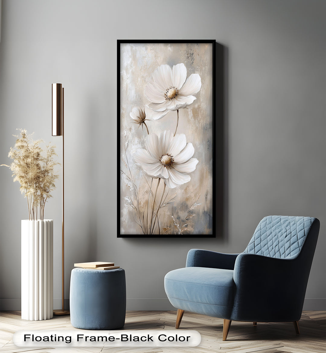 Soft Ivory Florals in Warm Neutrals - Flower Oil Painting