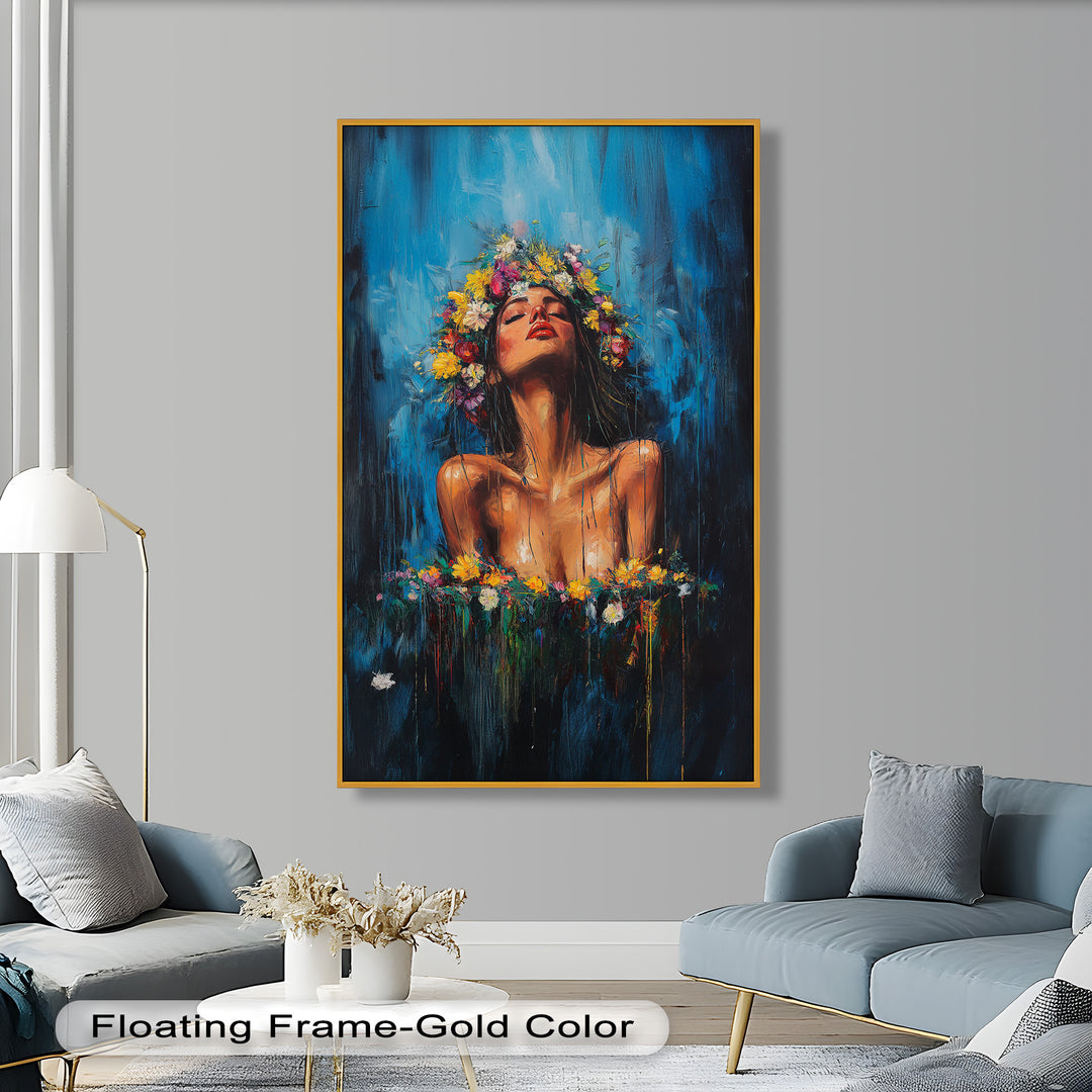 Floral Reverie – Ethereal Woman with Flower Crown Oil Painting