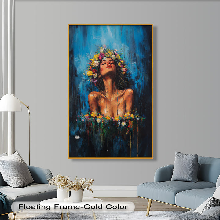 Floral Reverie – Ethereal Woman with Flower Crown Oil Painting