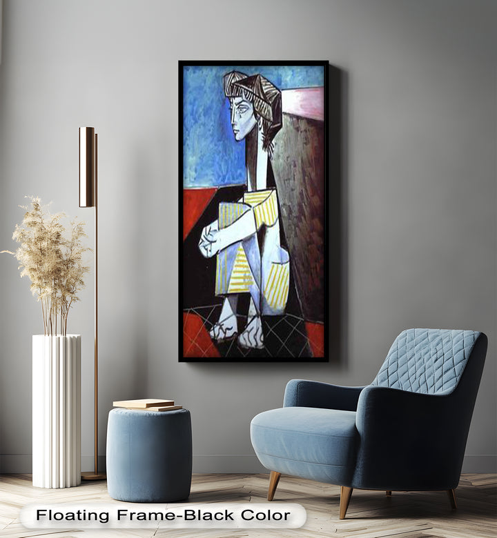 Seated in Reflection – Picasso Style Abstract Oil Painting