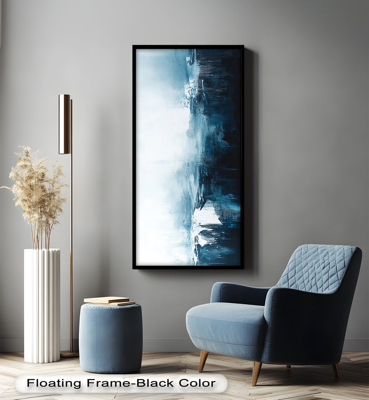 Midnight Fjord – Deep Blue Abstract Oil Painting