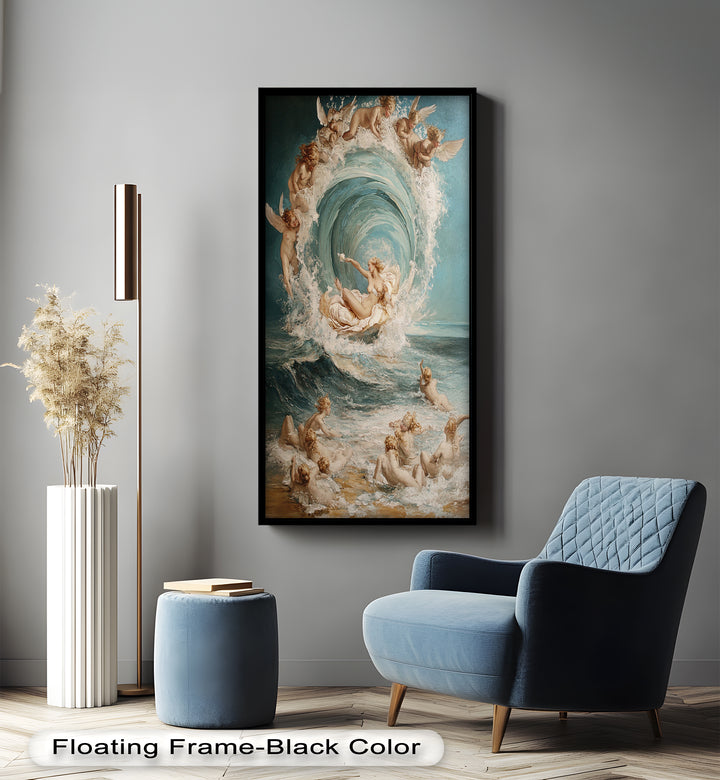 The Birth of Beauty – Mythic Seafoam and Cherubs Nude Oil Painting