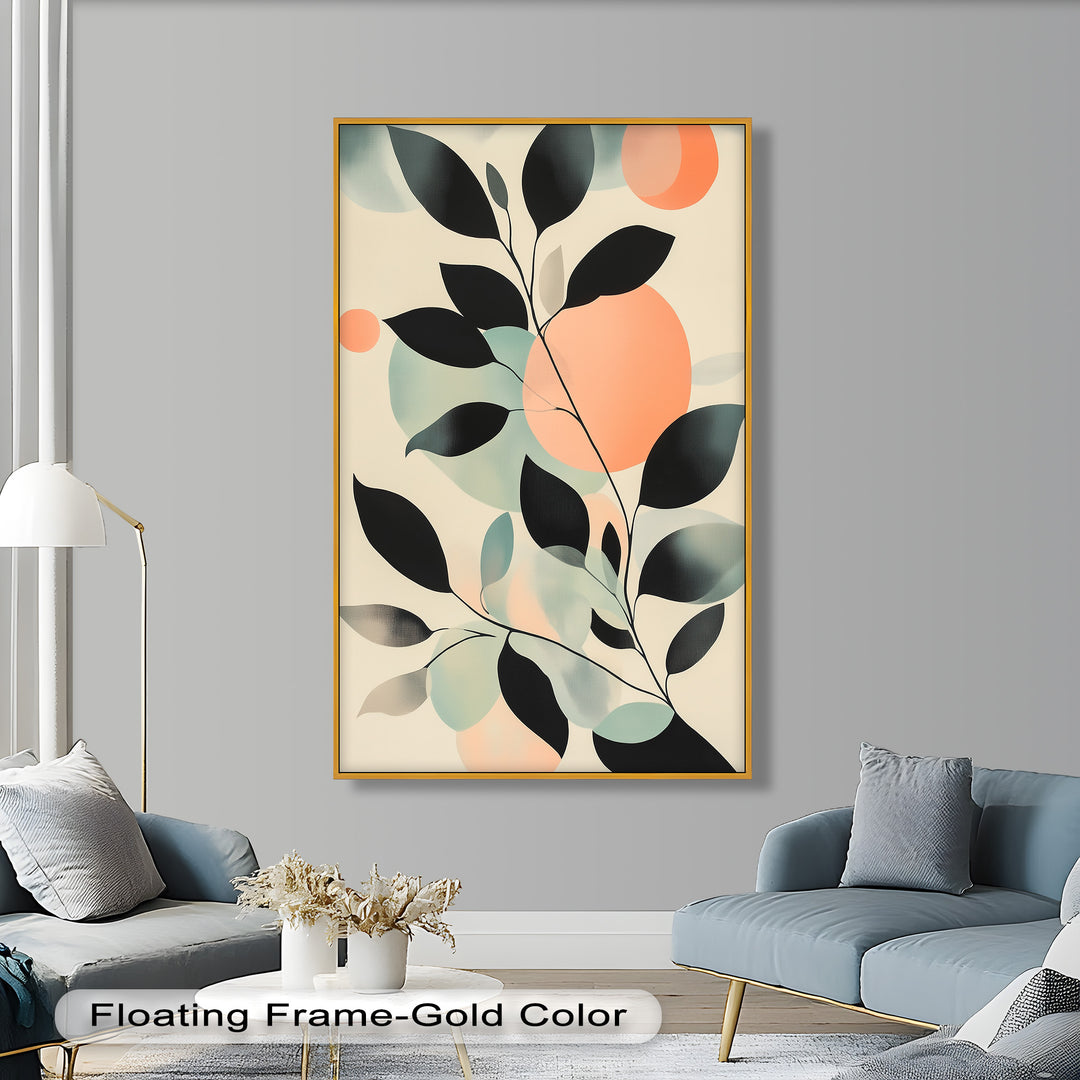 Blush Eclipse – Minimalist Botanical Silhouette Oil Painting