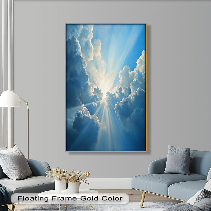 Himmelsglanz – Göttliches Licht durch die Wolken Ölgemälde
