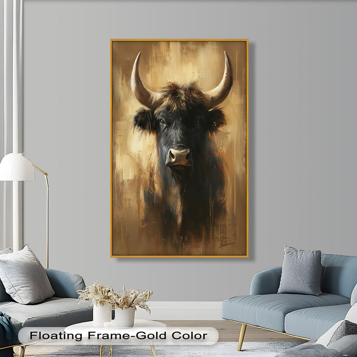 Bull in Amber Tones - Animal Oil Painting