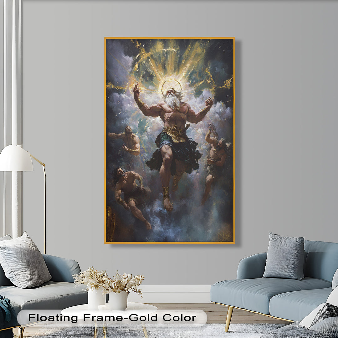 Himmelfahrt des Donnerkönigs – Heroisches Himmelsgott-Mythologie-Ölgemälde