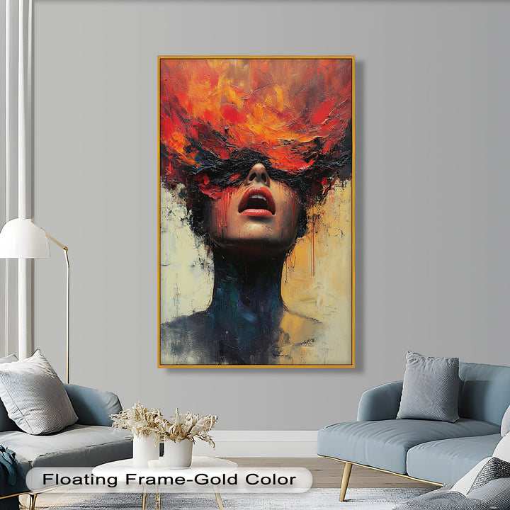 Inferno Within – Fiery Emotional Expression Abstract Oil Painting