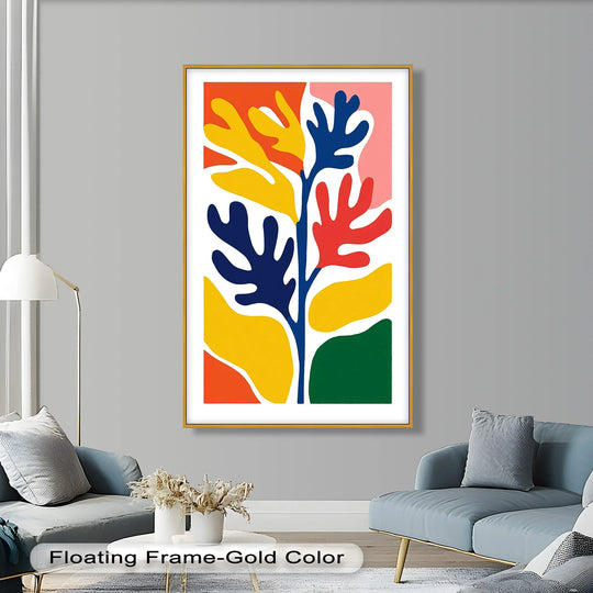 Colorful Abstract Leaf Form – Modern Botanical Oil Painting - MyPhotoStation