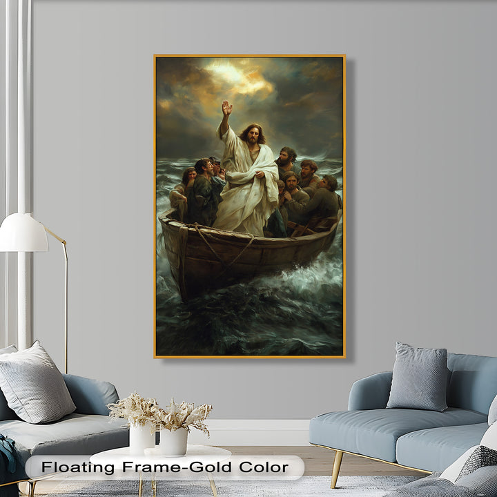 Jesus Calming the Storm Wall Art – Religious Oil Painting