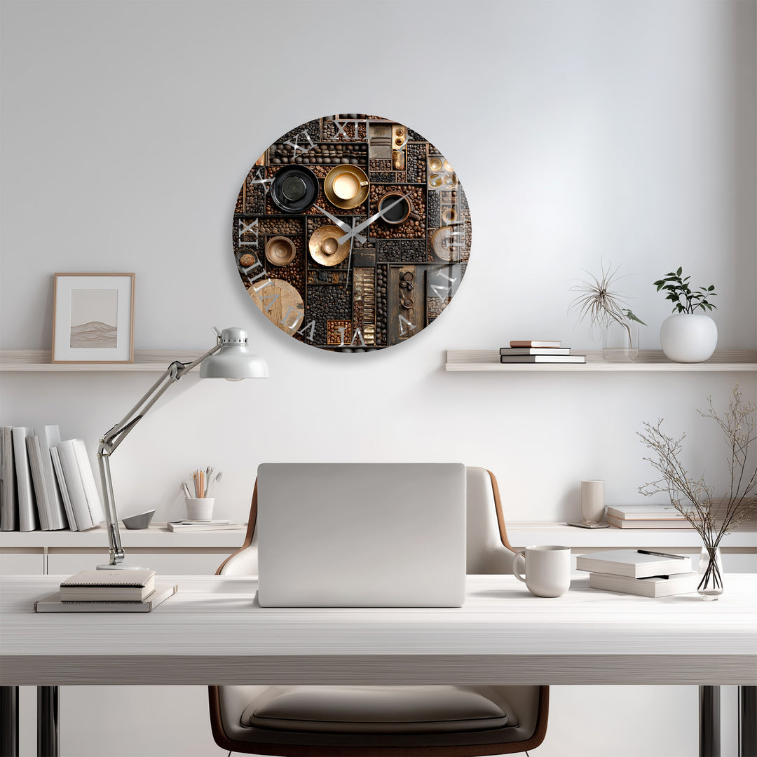 Kaffeebohnen-Glas-Wanduhr – rustikale Kaffee-Bar-Dekoration
