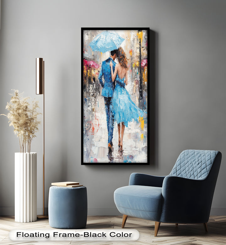 Forever in the Rain – Romantic Couple Love Oil Painting
