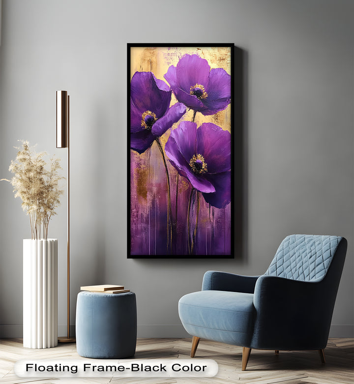 Purple Florals with Gold Accents - Flower Oil Painting
