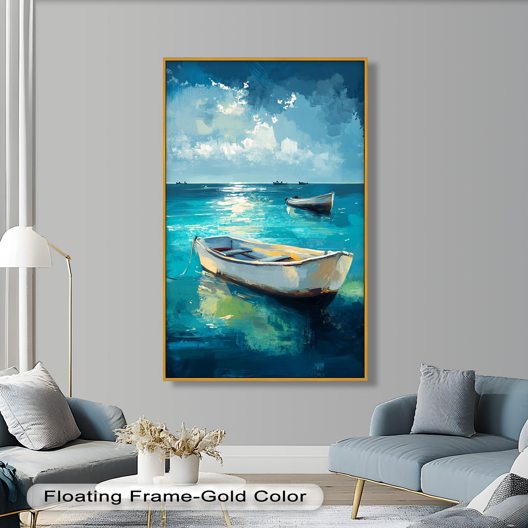 Still Waters at Sea – Boat Oil Painting
