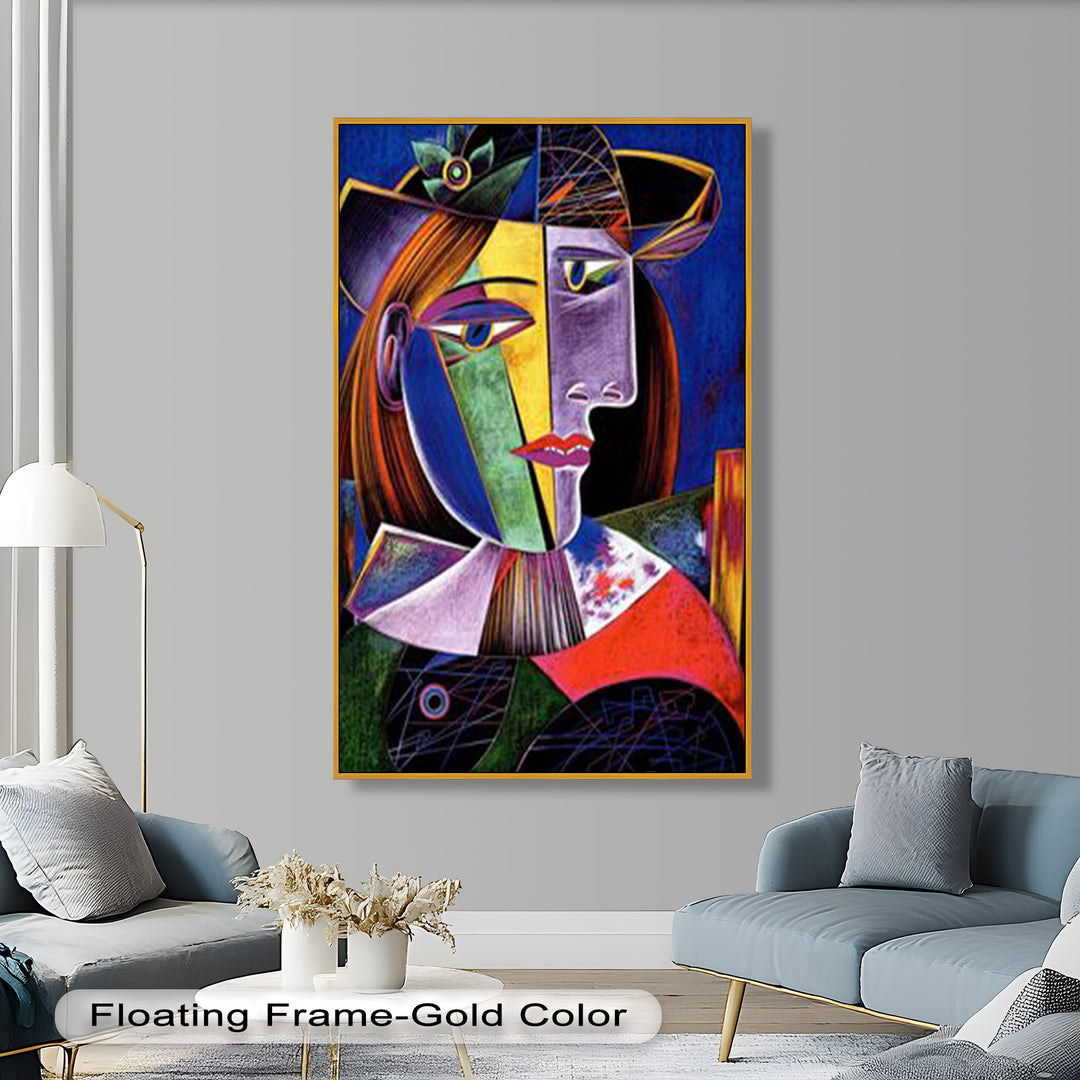 Vibrant Woman with a Flower Hat – Picasso Oil Painting