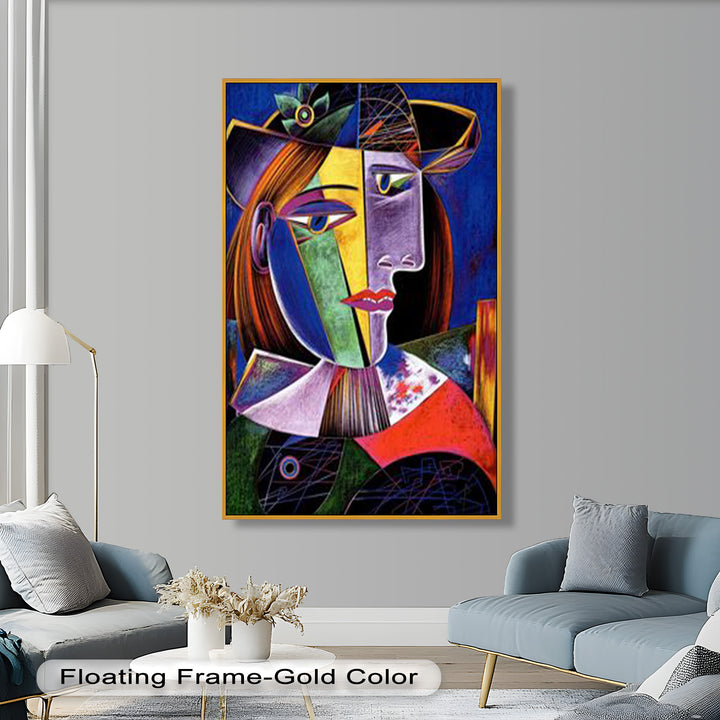 Vibrant Woman with a Flower Hat – Picasso Oil Painting