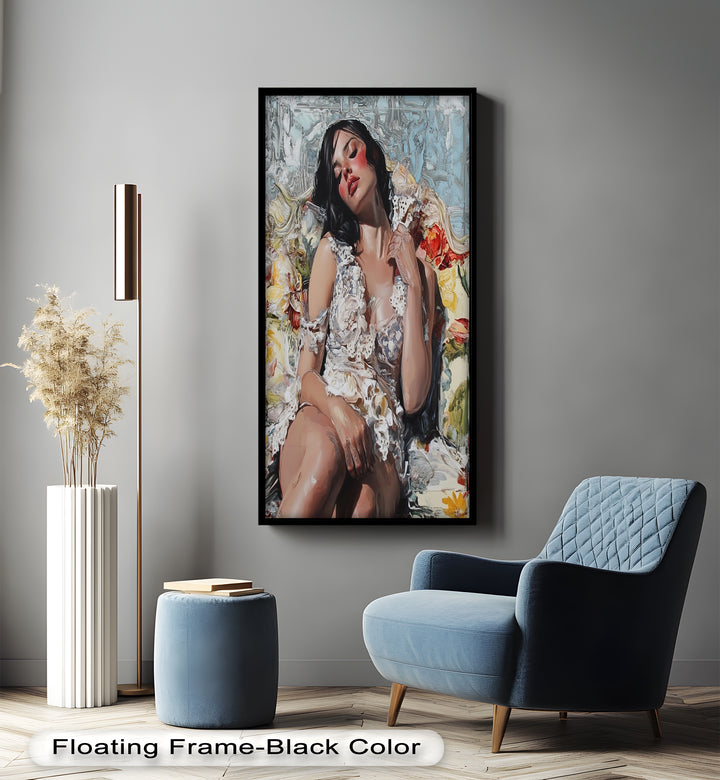 Reverie in Bloom – Zeitgenössische romantische figurative Ölmalerei