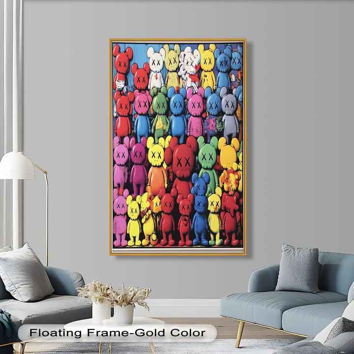 KAWS Rainbow Parade – Mehrfarbiges Pop-Art-Ölgemälde