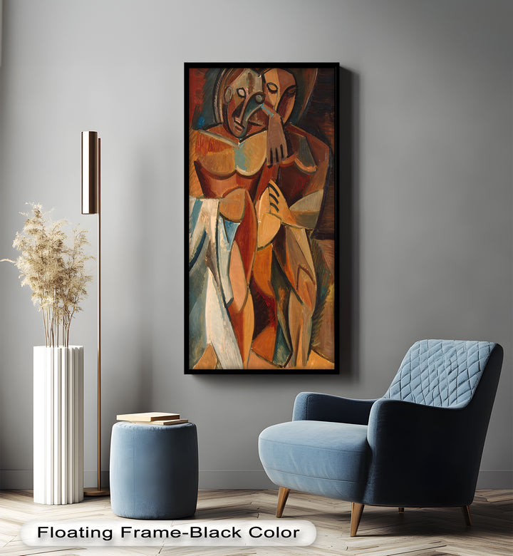 Abstract Embrace in Earth Tones - Picasso Oil Painting