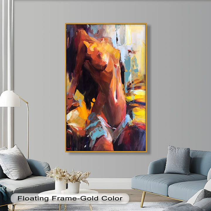 Ember Silhouette – Bold Abstract Nude Oil Painting