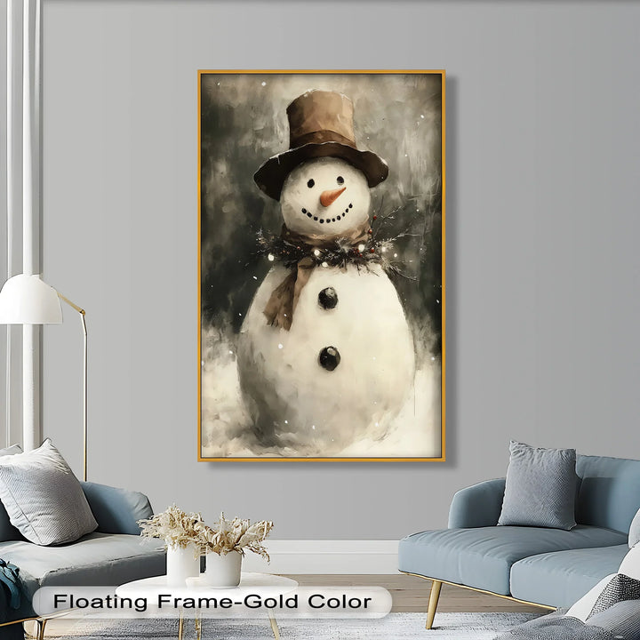 Frosty Cheer – Snowman in Winter Wonderland Oil Painting - MyPhotoStation