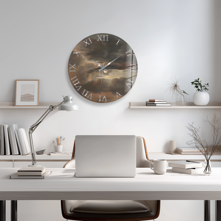Storm Clouds Glass Wall Clock – Moody Sky Wall Decor