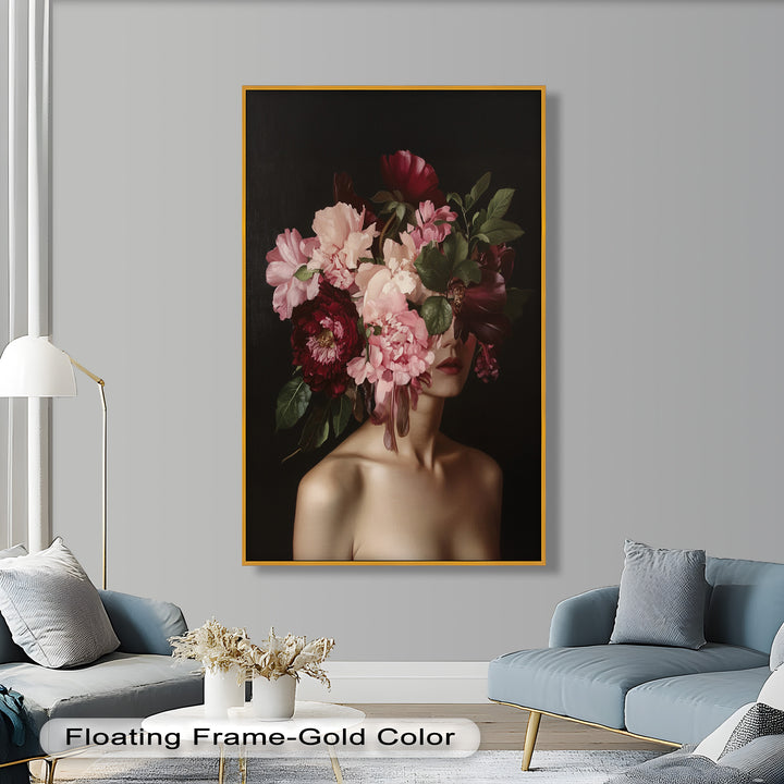 Blossom Veil – Romantic Floral Portrait Oil Painting