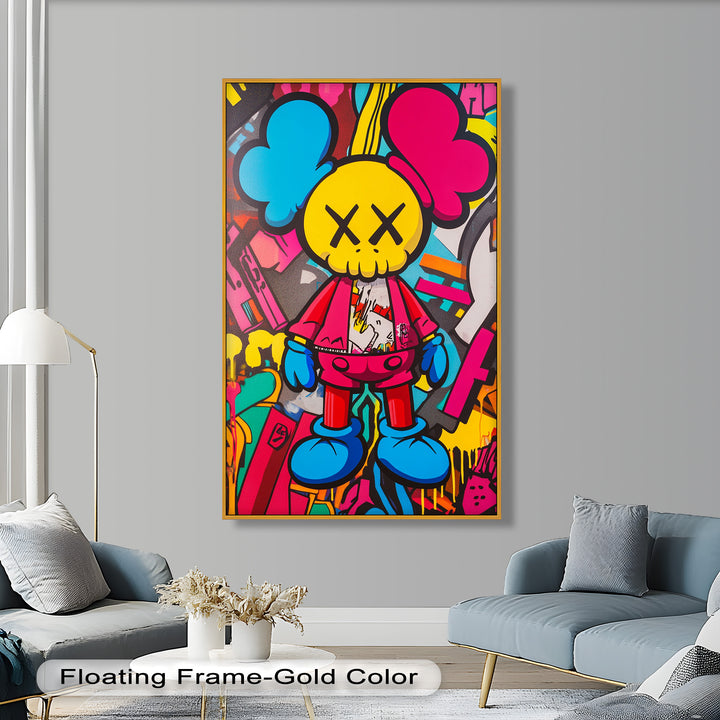 Neon Rebellion – KAWS Graffiti Ölgemälde