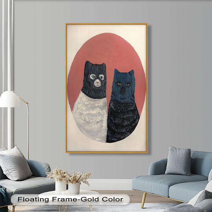 Masked Companions – Contemporary Cat Oil Painting