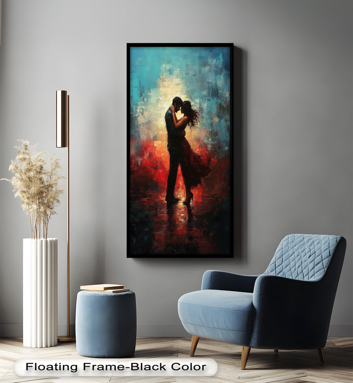 Eternal Flame – Embracing Couple at Sunset Love Oil Painting