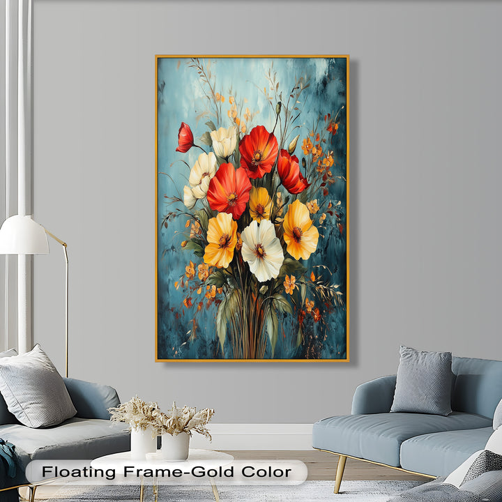 Vibrant Harmony – Multicolored Bloom Bouquet Flower Oil Painting