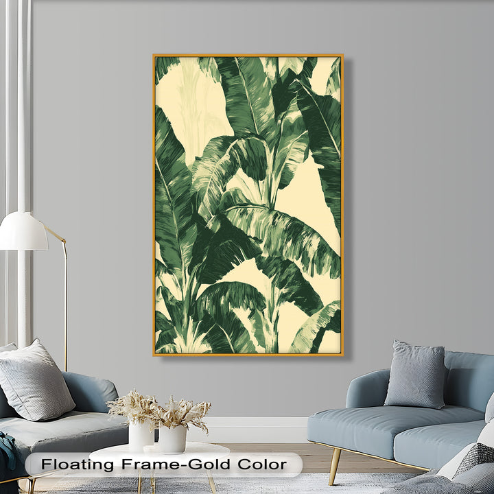 Bananenblatt-Botanische Kunst – Gerahmtes Ölgemälde