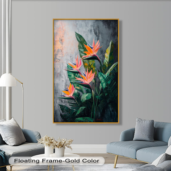 Tropical Flame – Bird of Paradise Botanical Oil Painting