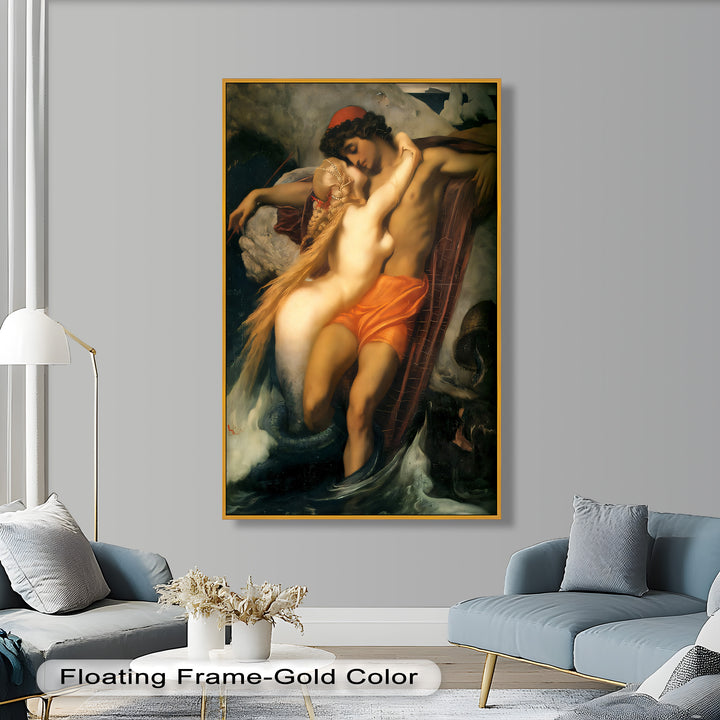 The Embrace of the Sea – Romantic Mythological Nude Oil Painting