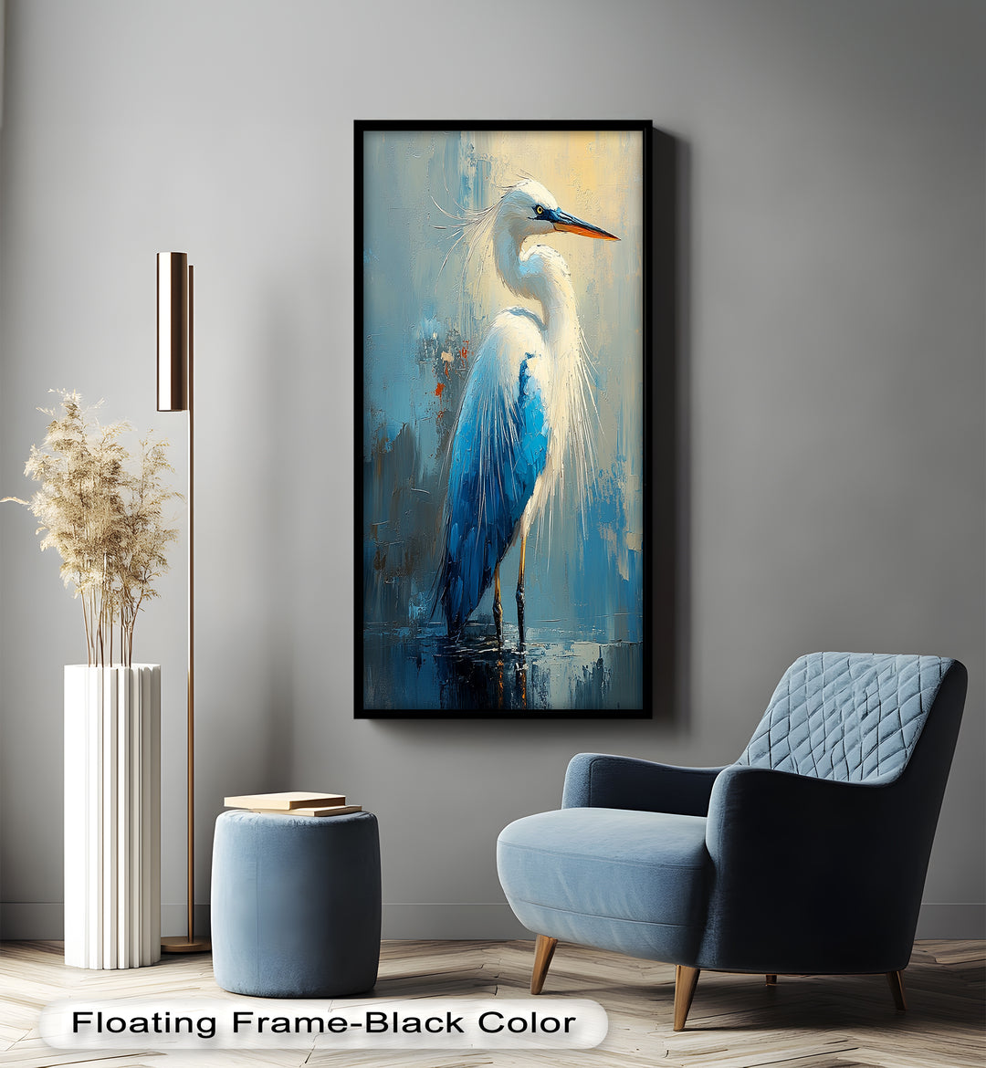 Modern Blue Heron - Animal Oil Painting