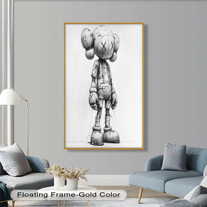 Timber Companion – Monochrome KAWS Oil Painting