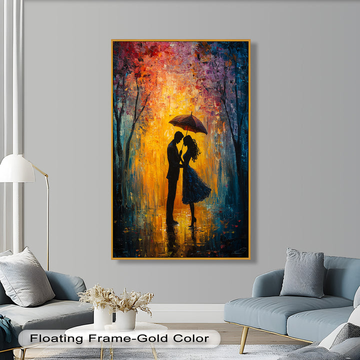 Lovers Under Autumn Glow – Romantic Couple Oil Painting