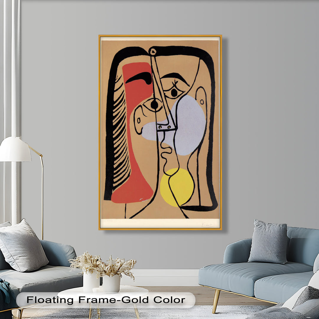 Fragmented Gaze – Minimalist Cubist Portrait Picasso Oil Painting