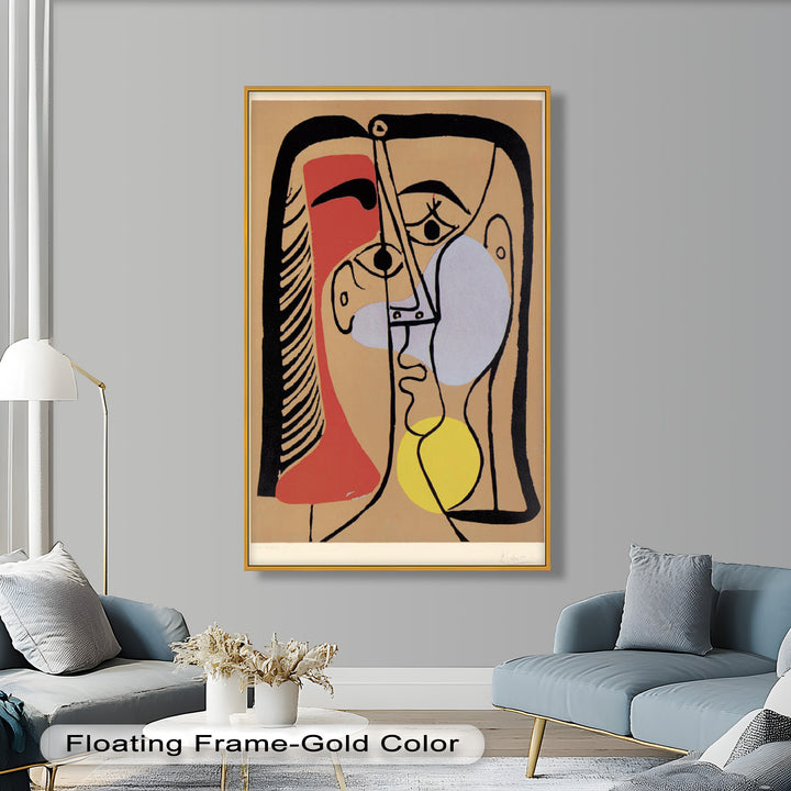 Fragmented Gaze – Minimalist Cubist Portrait Picasso Oil Painting