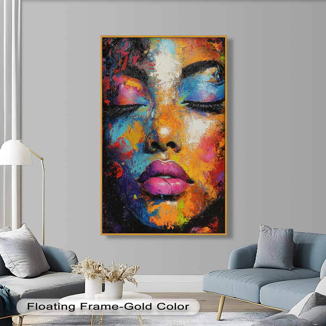 Chromatic Reverie – Bold Female Portrait in Abstract Oil Painting