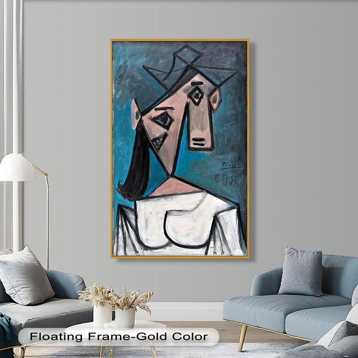 Angular Expression – Cubist Woman in White Dress Picasso Oil Painting