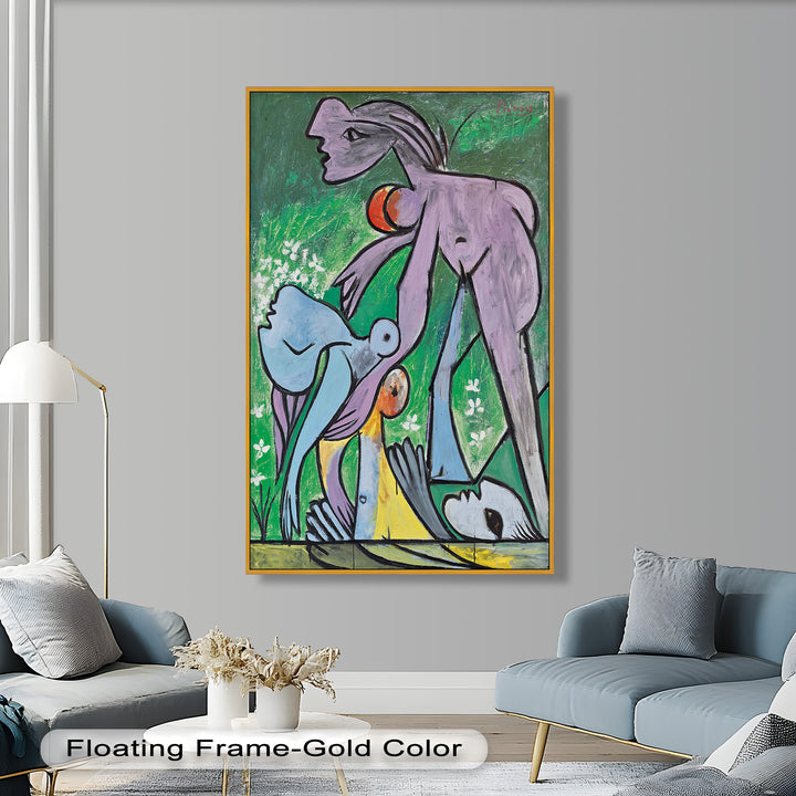Reclining in Nature – Picasso-Inspired Abstract Nude Oil Painting