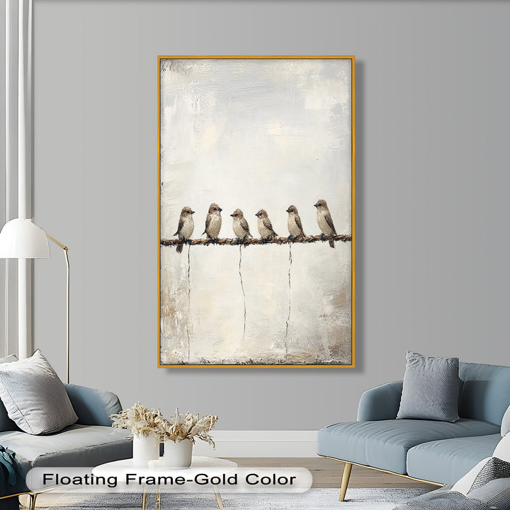Six Birds in Stillness – Animal Oil Painting