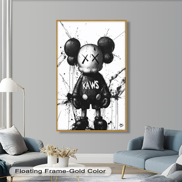 Black & White Figure – KAWS Graffiti Oil Painting
