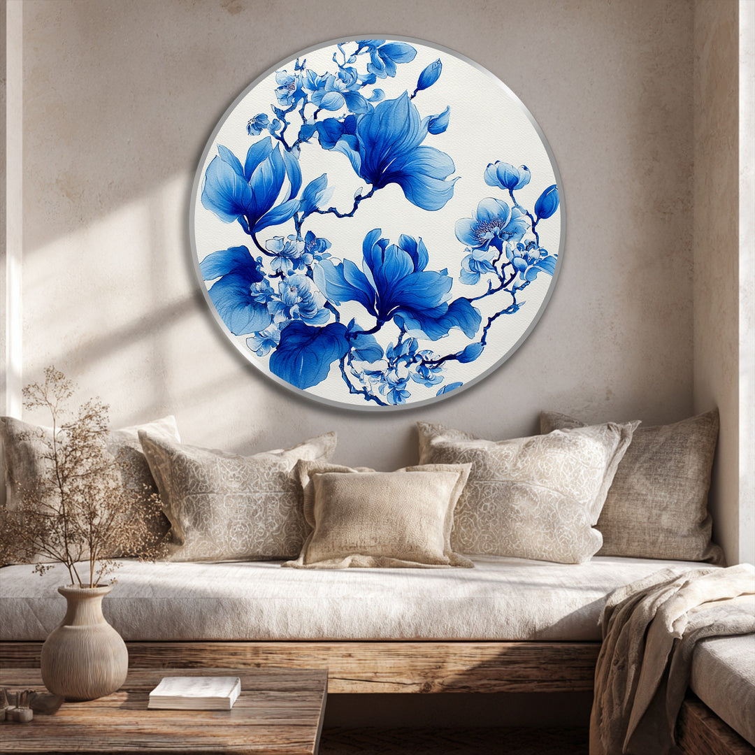 Flores de magnolia azul – Elegantes y redondas Cuadro al óleo