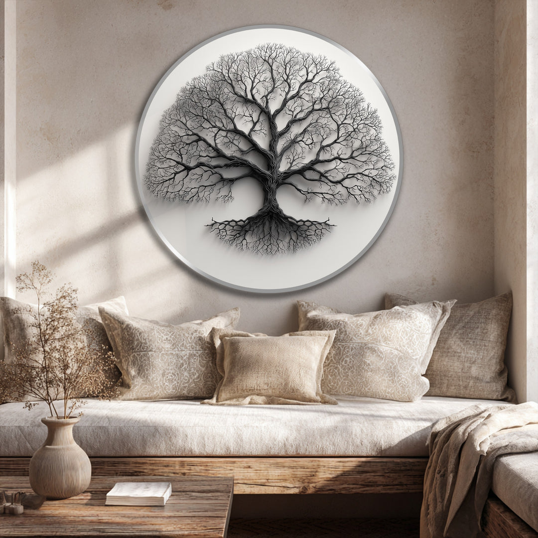 minimalist nature round painting