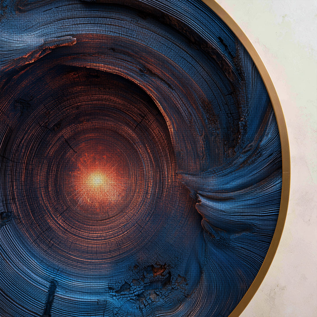 Radiant Core Abstract Round Canvas Print – Modern Energy Wall Art